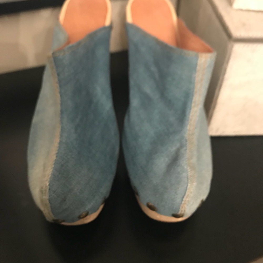 Brotherly Vellies Denim Platform Clogs